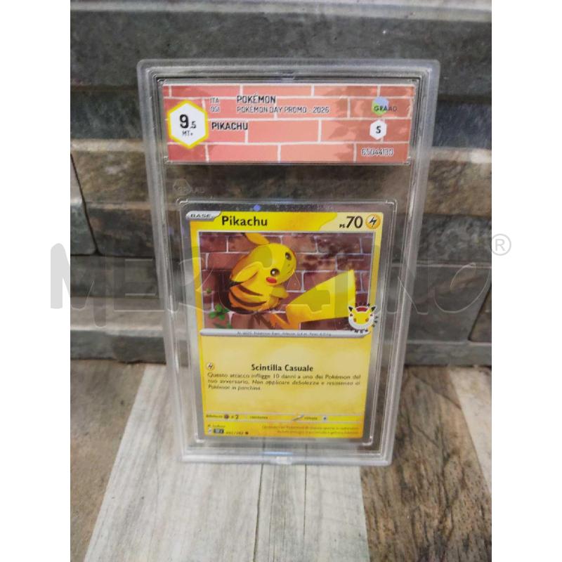 CARTA POKEMON PIKACHU GRAAD 9.5 POKEMON DAY  | Mercatino dell'Usato Settimo torinese 1