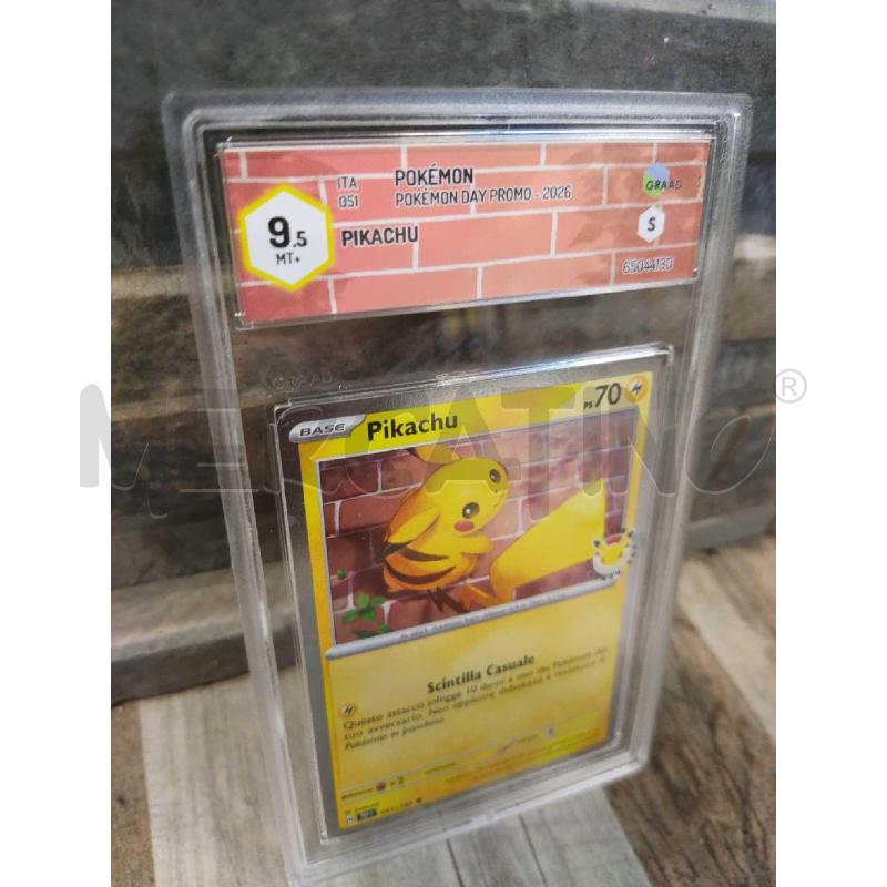 CARTA POKEMON PIKACHU GRAAD 9.5 POKEMON DAY  | Mercatino dell'Usato Settimo torinese 2