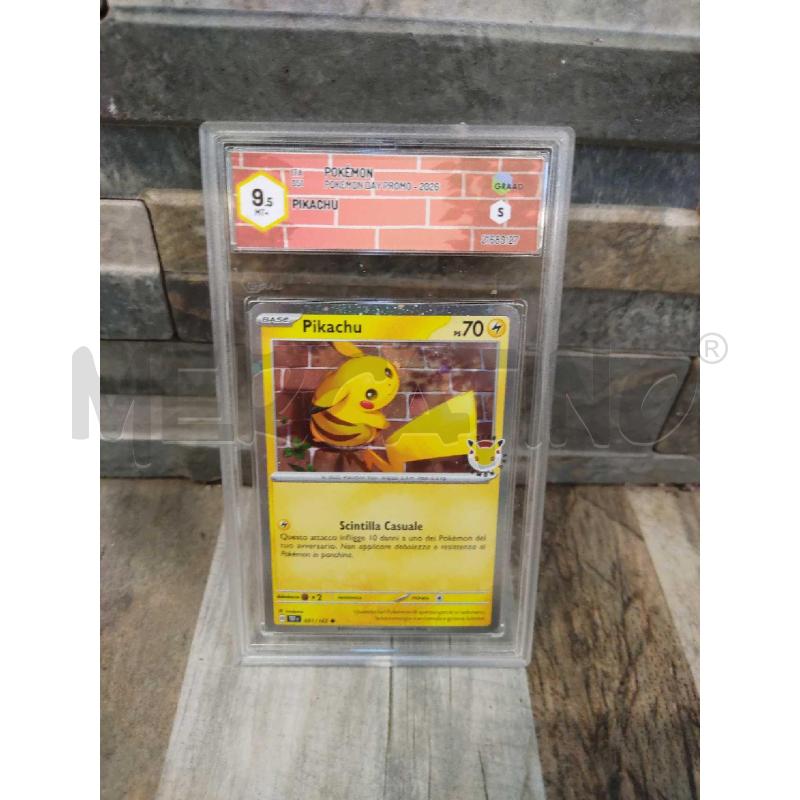 CARTA POKEMON PIKACHU GRAAD 9.5 POKEMON DAY | Mercatino dell'Usato Settimo torinese 1