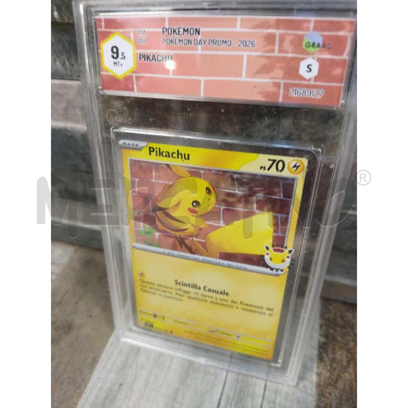 CARTA POKEMON PIKACHU GRAAD 9.5 POKEMON DAY | Mercatino dell'Usato Settimo torinese 3