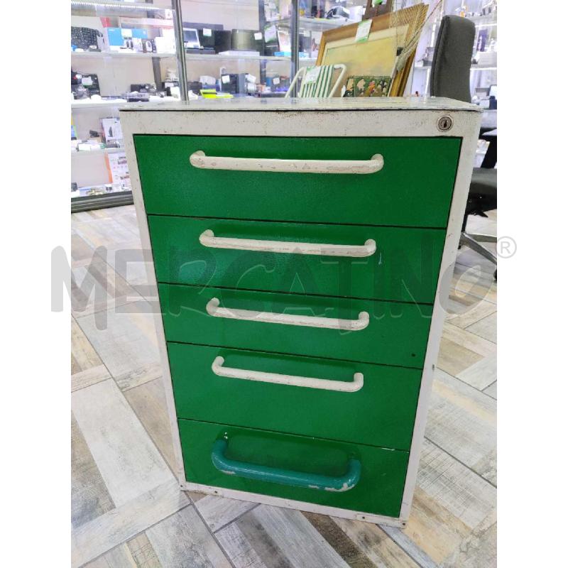 CASSETTIERA DA OFFICINA IN METALLO VERDE E BIANCA | Mercatino dell'Usato Settimo torinese 1