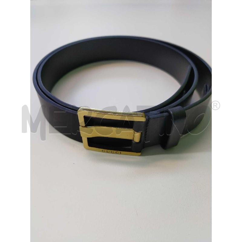 CINTURA UNISEX GUCCI PELLE NERA FIBBIA DORATO | Mercatino dell'Usato Settimo torinese 1
