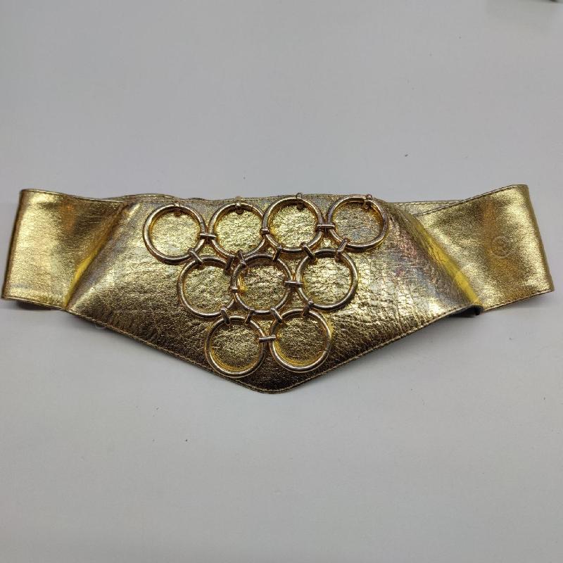 CINTURONE PELLE DORATA A FASCIA CON ANELLI DORATI | Mercatino dell'Usato Settimo torinese 1