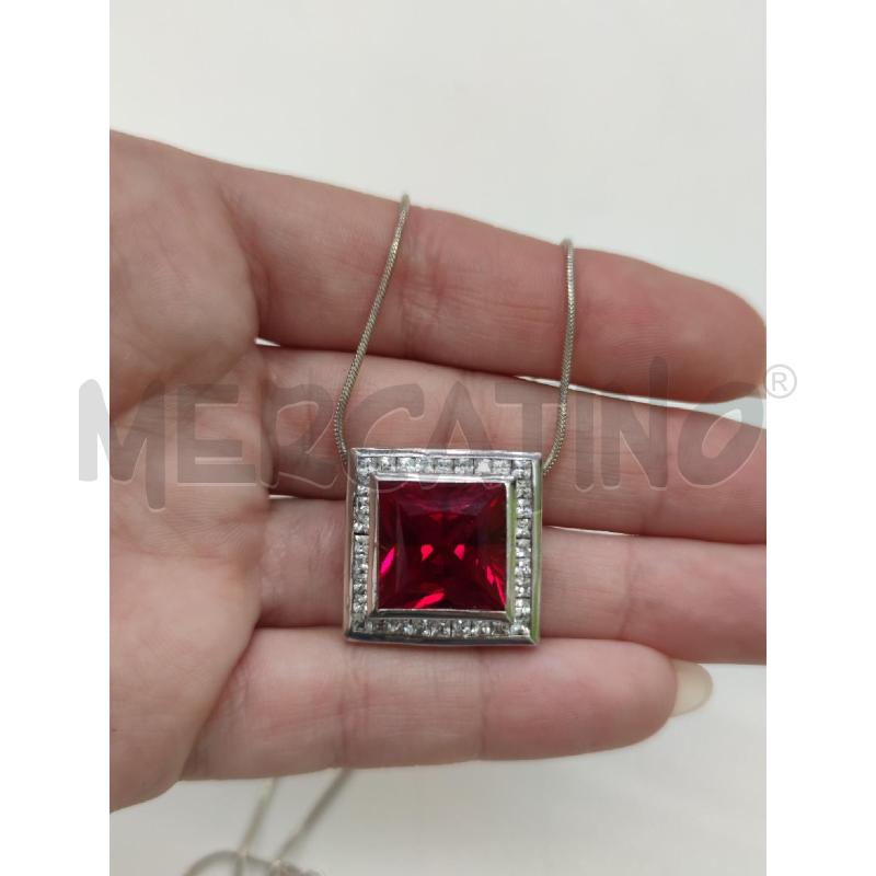 COLLANA A CIONDOLO ZIRC QUADRATO ROSSO  | Mercatino dell'Usato Settimo torinese 2