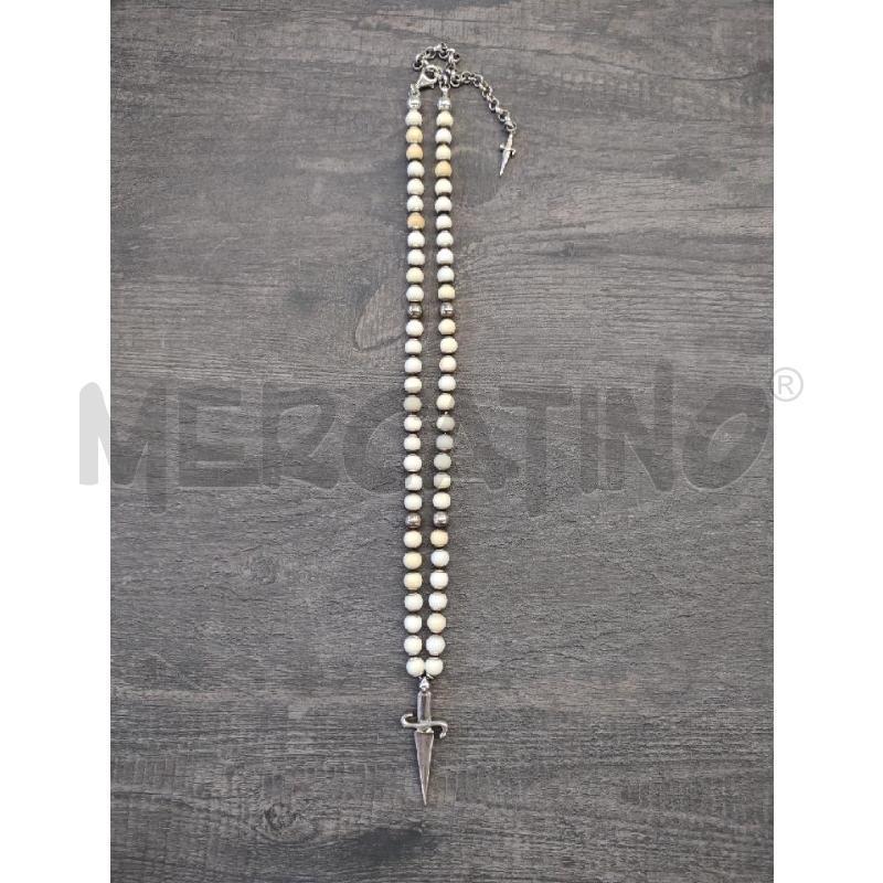 COLLANA CESARE PACIOTTI PUGNALE SFERE BIANCHE BEIGE | Mercatino dell'Usato Settimo torinese 1