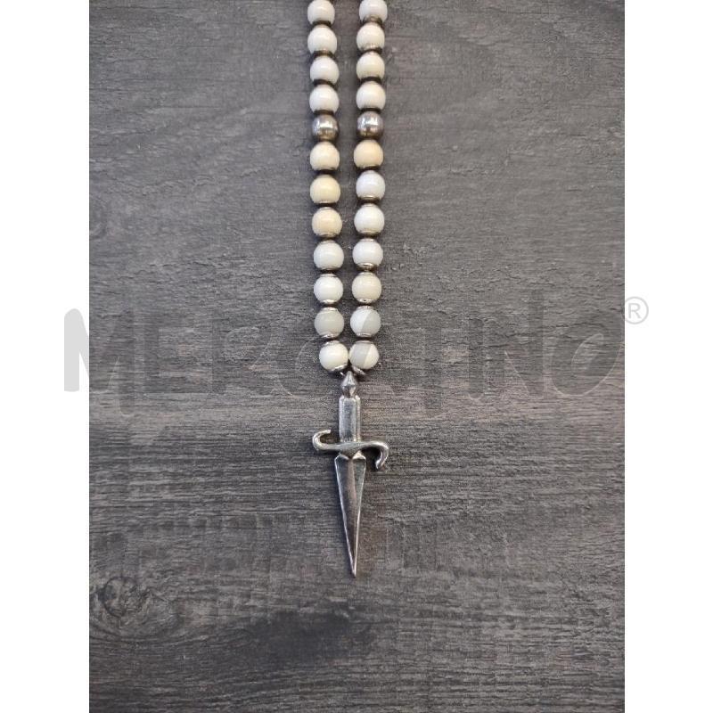 COLLANA CESARE PACIOTTI PUGNALE SFERE BIANCHE BEIGE | Mercatino dell'Usato Settimo torinese 2