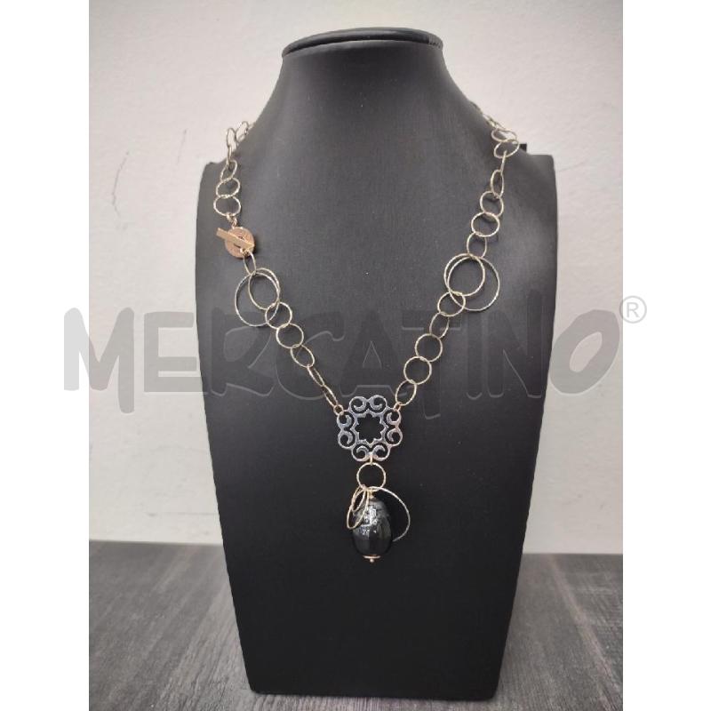 COLLANA IPPOCAMPO ANELLINI PIETRA NERA | Mercatino dell'Usato Settimo torinese 1
