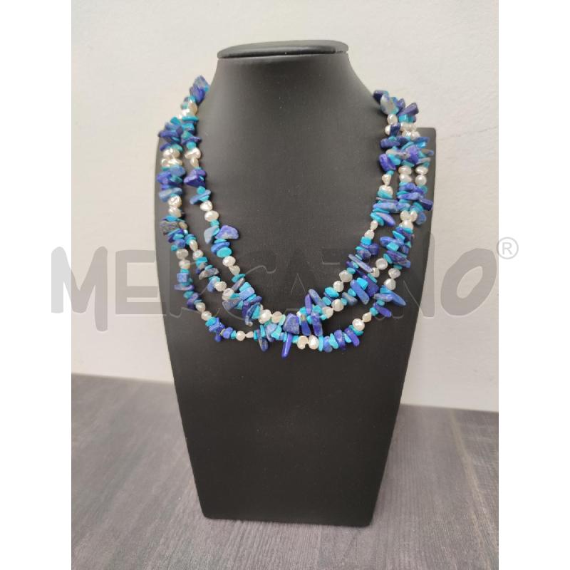 COLLANA MULTIFILI BLU PIETRE DURE CHIUSURA A | Mercatino dell'Usato Settimo torinese 1