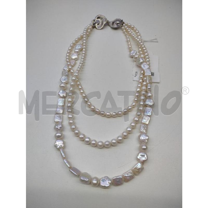 COLLANA PERLE DI FIUME CHIUSURA DOPPIA ARGENTATA | Mercatino dell'Usato Settimo torinese 1