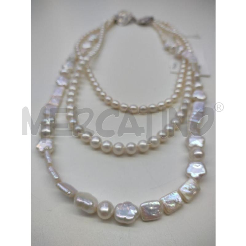 COLLANA PERLE DI FIUME CHIUSURA DOPPIA ARGENTATA | Mercatino dell'Usato Settimo torinese 2