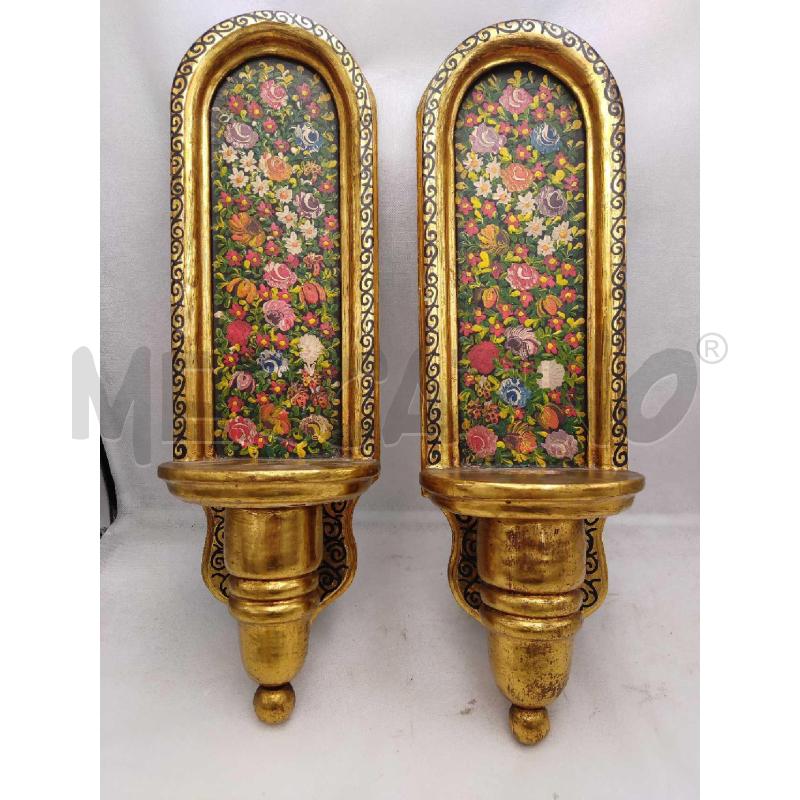 COPPIA APPLIQUE LEGNO FIORI  ANTICHI  | Mercatino dell'Usato Settimo torinese 1