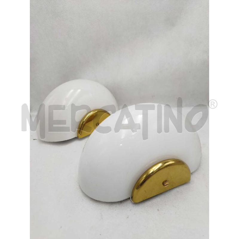 COPPIA APPLIQUE SEMICERCHIO BIANCHE OPALINE E DORATE | Mercatino dell'Usato Settimo torinese 1