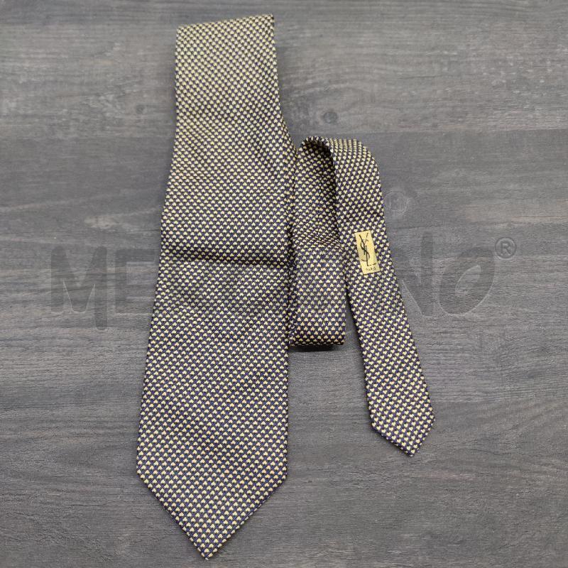 CRAVATTA YVES SAINT LAURENT BLU GIALLA SETA | Mercatino dell'Usato Settimo torinese 1