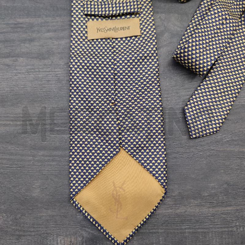 CRAVATTA YVES SAINT LAURENT BLU GIALLA SETA | Mercatino dell'Usato Settimo torinese 4