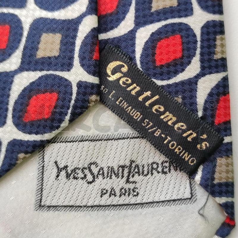 CRAVATTA YVES SAINT LAUREN BLU ROMBI ROSSI | Mercatino dell'Usato Settimo torinese 4