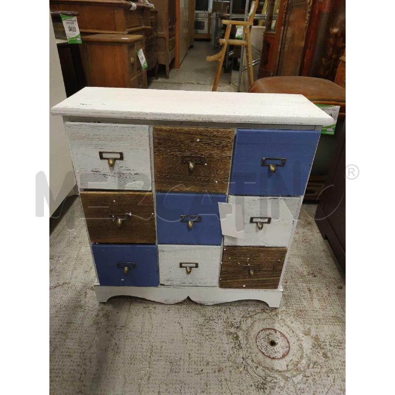 CREDENZINA MAISONS DU MONDE SHABBY BIANCO BLU  | Mercatino dell'Usato Settimo torinese 1