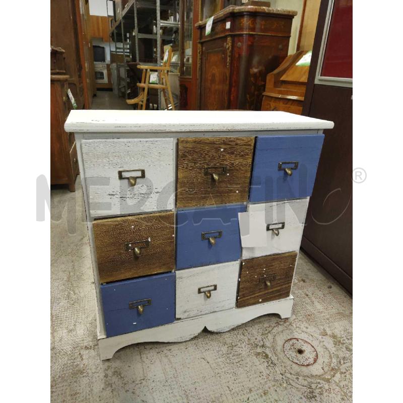CREDENZINA MAISONS DU MONDE SHABBY BIANCO BLU  | Mercatino dell'Usato Settimo torinese 3