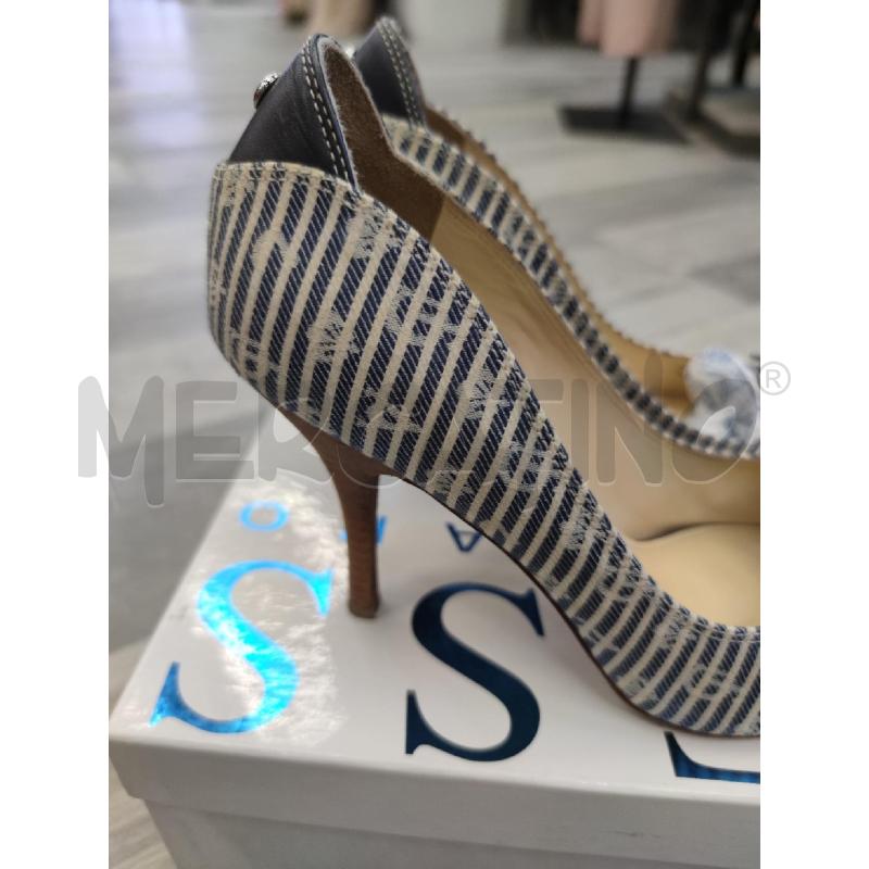 DECOLLETE OPEN TOE GUESS TELA JEANS PELLE FIBBIA LOGGATA | Mercatino dell'Usato Settimo torinese 3