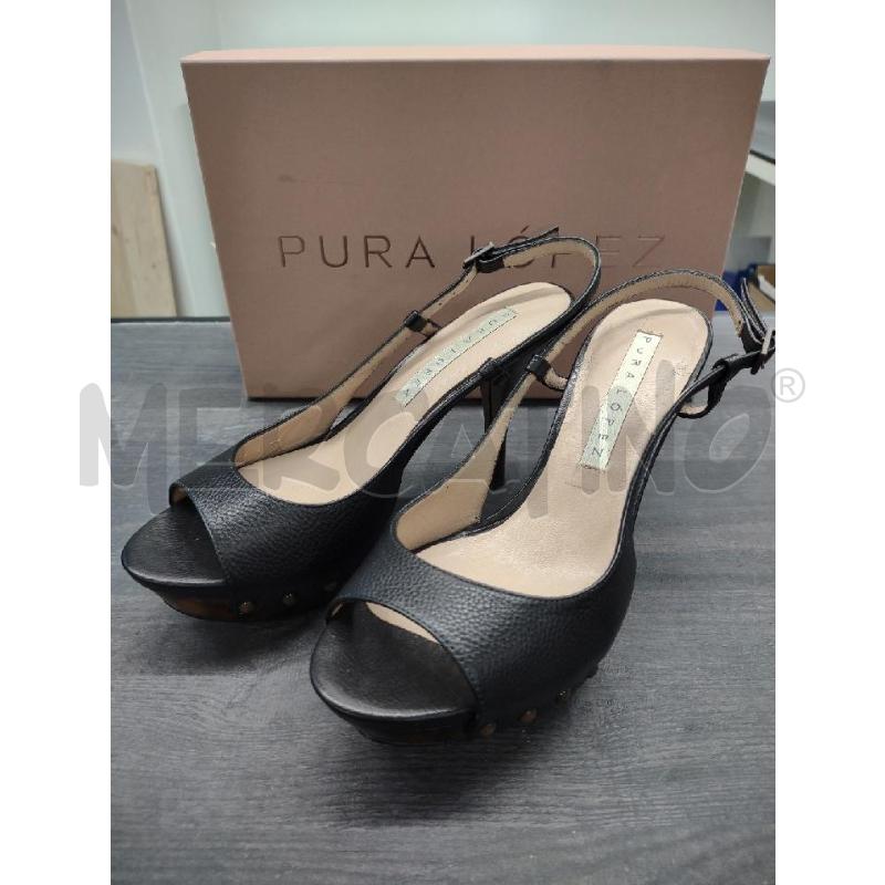 DECOLLETE PURA LOPEZ PELLE NERE OPEN TOE  | Mercatino dell'Usato Settimo torinese 1