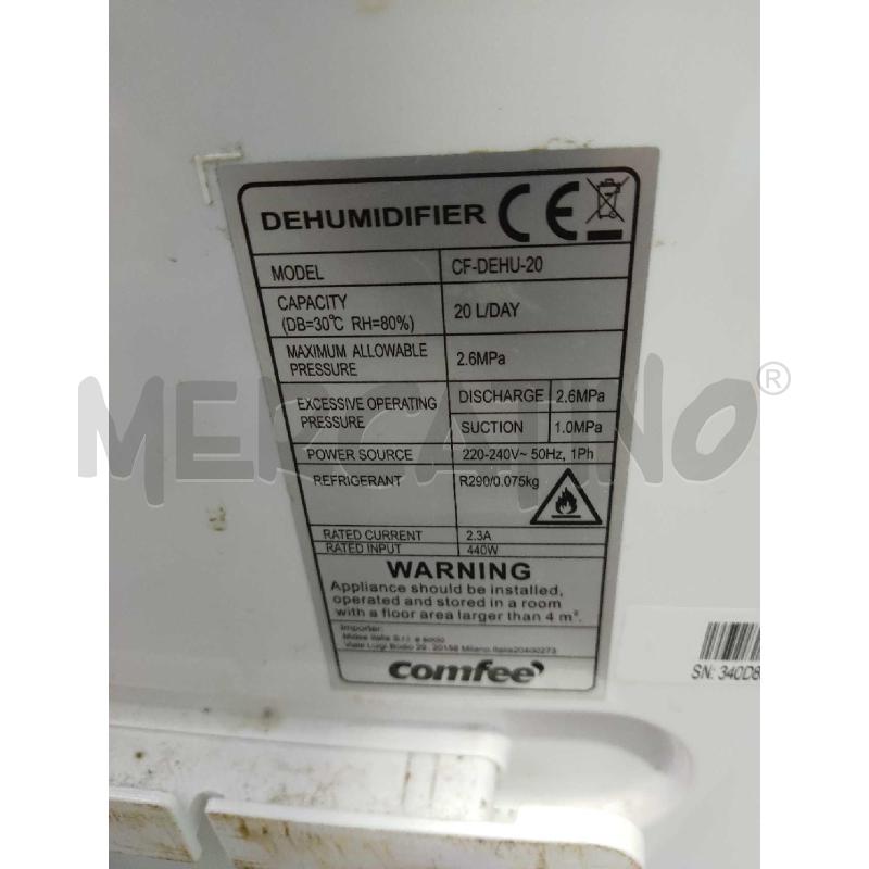 DEUMIDIFICATORE COMFEE CF-DEHU-20 BIANCO  | Mercatino dell'Usato Settimo torinese 4