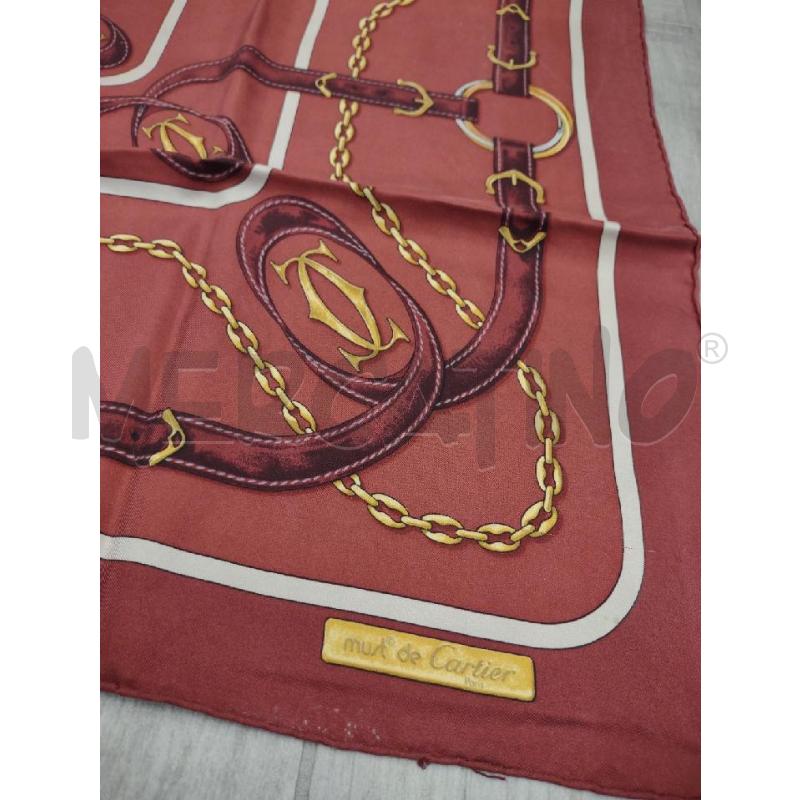 FOULARD CARTIER STAMPA CATENE FONDO BORDEAUX | Mercatino dell'Usato Settimo torinese 3