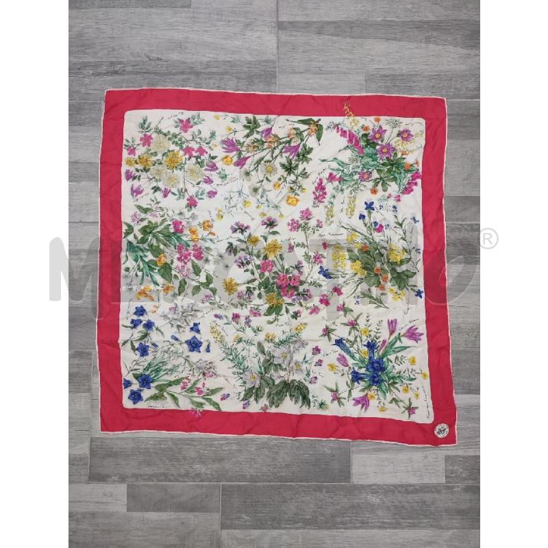 FOULARD MANTERO SETA BIANCO FIORI BORDO ROSSO | Mercatino dell'Usato Settimo torinese 1