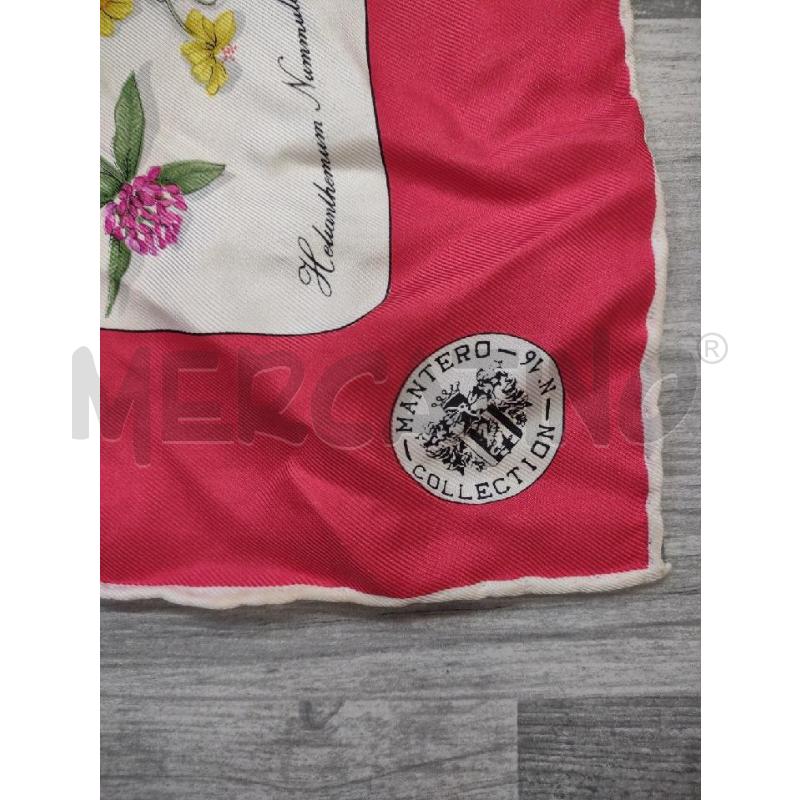 FOULARD MANTERO SETA BIANCO FIORI BORDO ROSSO | Mercatino dell'Usato Settimo torinese 2
