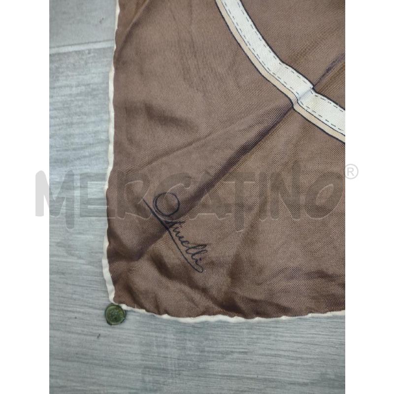 FOULARD OSTINELLI PURA SETA MARRONE STAMPA CAVALLI BRIGLIE | Mercatino dell'Usato Settimo torinese 2