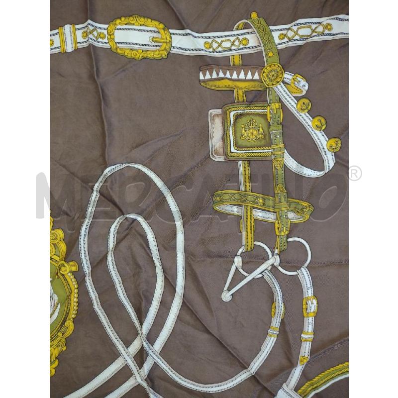FOULARD OSTINELLI PURA SETA MARRONE STAMPA CAVALLI BRIGLIE | Mercatino dell'Usato Settimo torinese 5