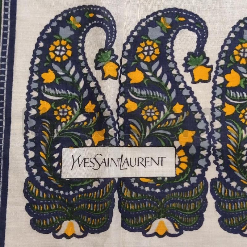 FOULARD PICCOLO YVES SAINT LAURENT VERDE MOTIVO BEIGE VIOLA | Mercatino dell'Usato Settimo torinese 2