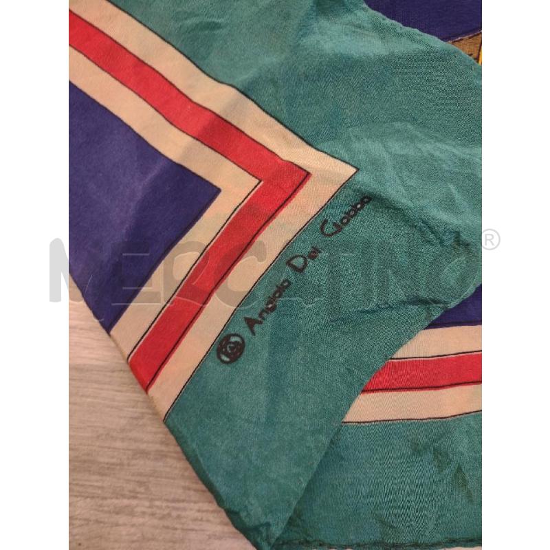 FOULARD SETA ANGIOLO DEL GOBBO VERDE BLU CAVALLI | Mercatino dell'Usato Settimo torinese 3