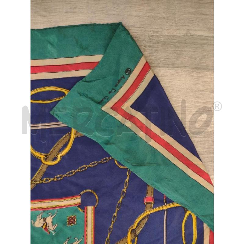 FOULARD SETA ANGIOLO DEL GOBBO VERDE BLU CAVALLI | Mercatino dell'Usato Settimo torinese 4