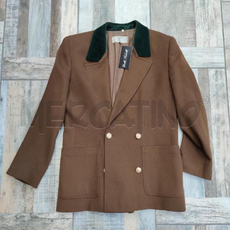 GIACCA DONNA VALETINO MISS V LANA MARRONE COLLETTO VELLUTO VERDE PINO | Mercatino dell'Usato Settimo torinese 1