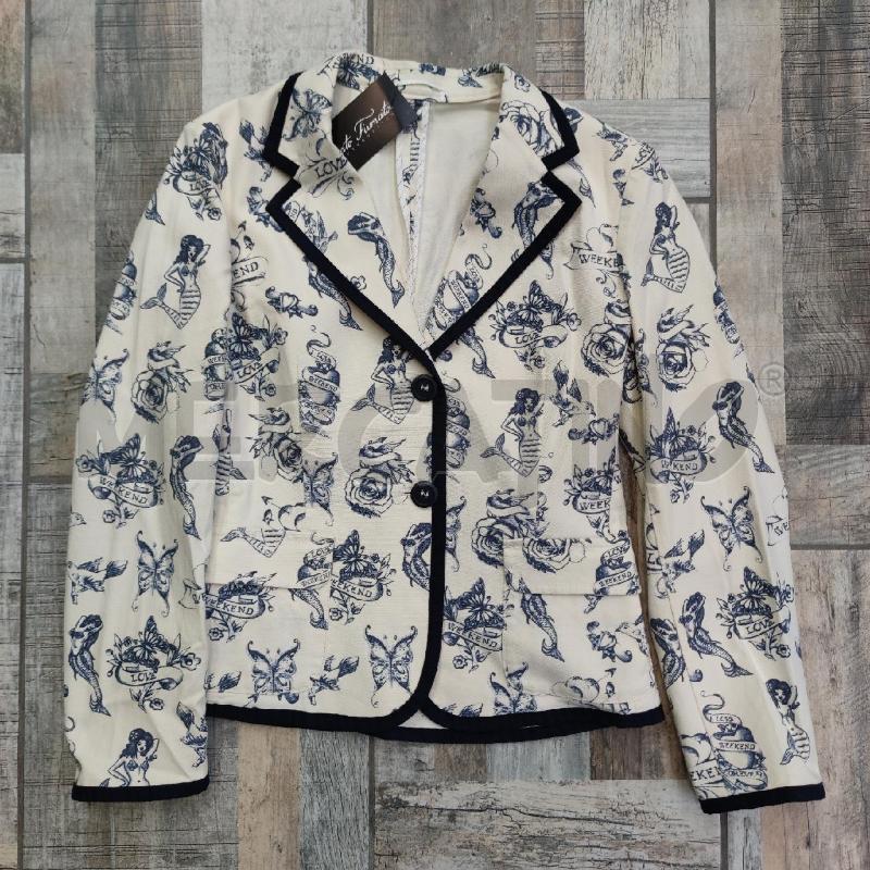 GIACCA DONNA WEEKEND MAXMARA BIANCA DISEGNI OLD SCHOOL BLU | Mercatino dell'Usato Settimo torinese 1
