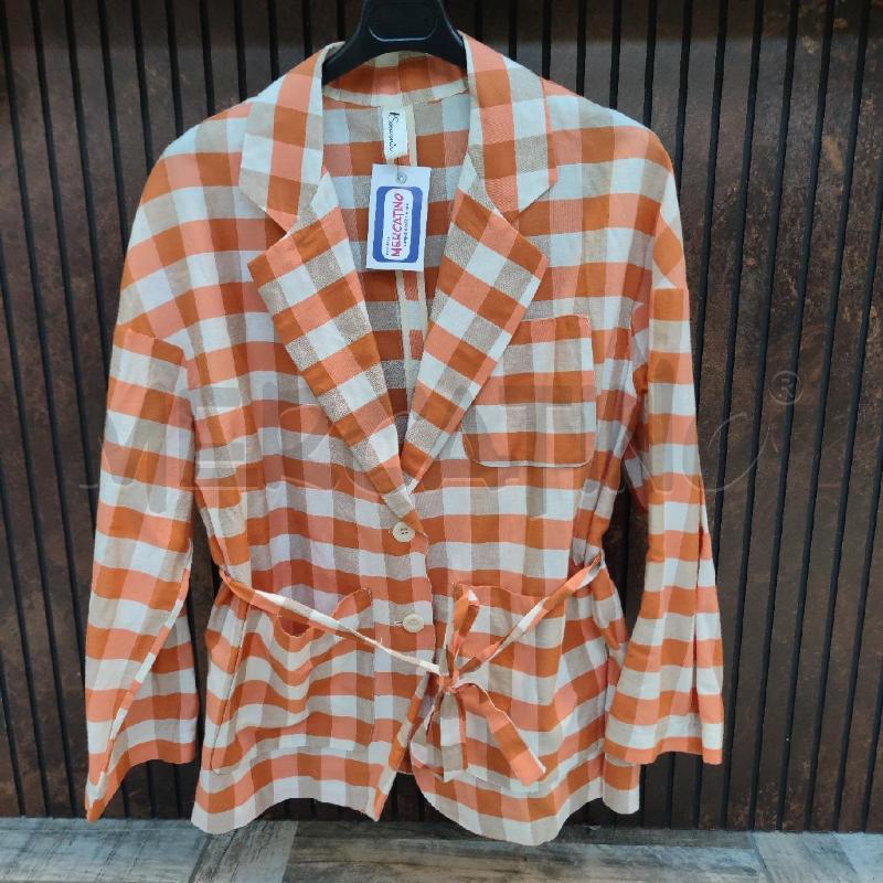 GIACCHINA DONNA SOUVENIR QUADRETT BEIGE ARANCIO CINTURINA | Mercatino dell'Usato Settimo torinese 1