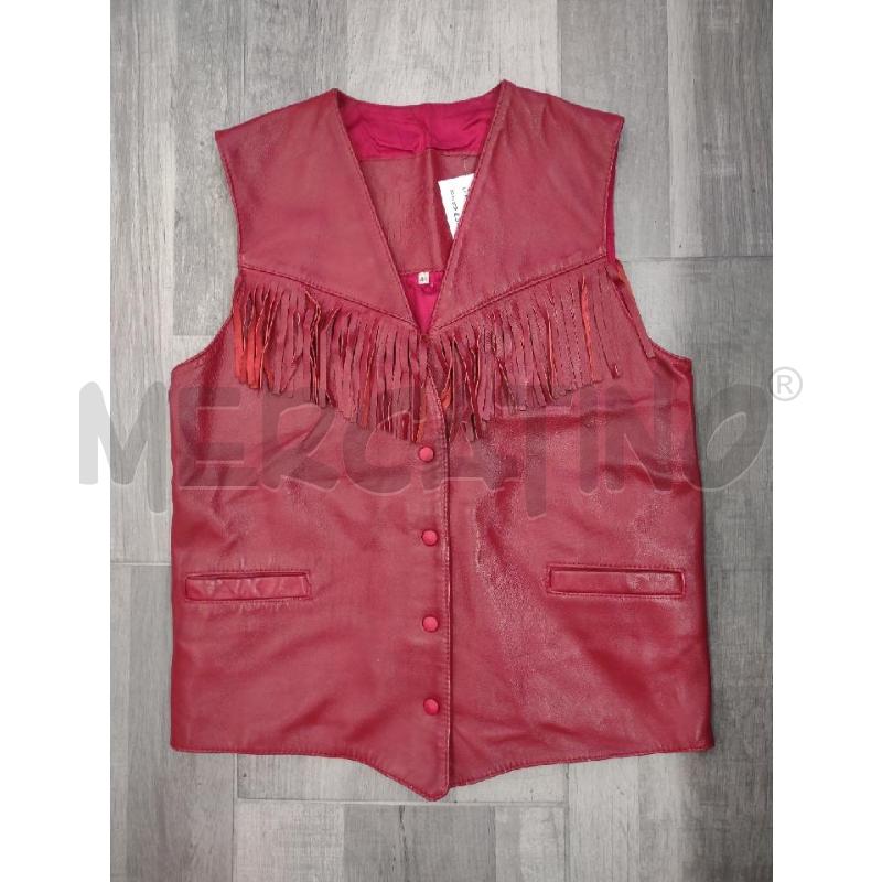 GILET DONNA ROSSO PELLE FRANGE MESSAGE | Mercatino dell'Usato Settimo torinese 1