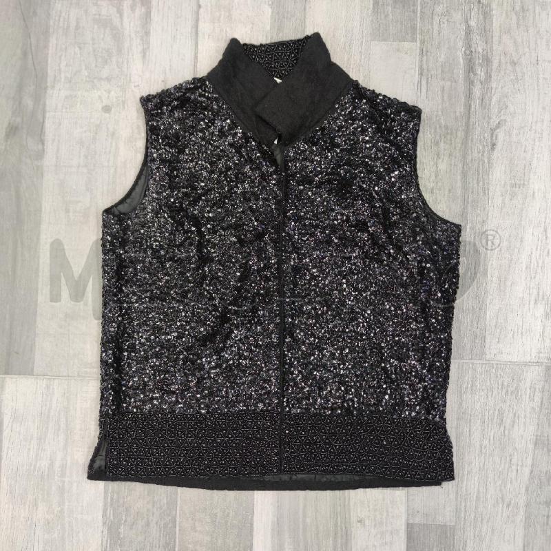 GILET PAILLETTES NERO BORDO PERLINE  | Mercatino dell'Usato Settimo torinese 1