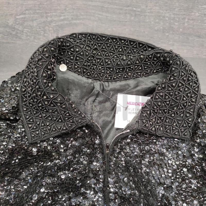GILET PAILLETTES NERO BORDO PERLINE  | Mercatino dell'Usato Settimo torinese 3