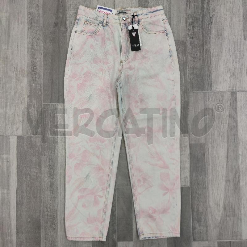 JEANS DONNA GUESS BIANCO STAMPA FLOREALE ROSA | Mercatino dell'Usato Settimo torinese 1
