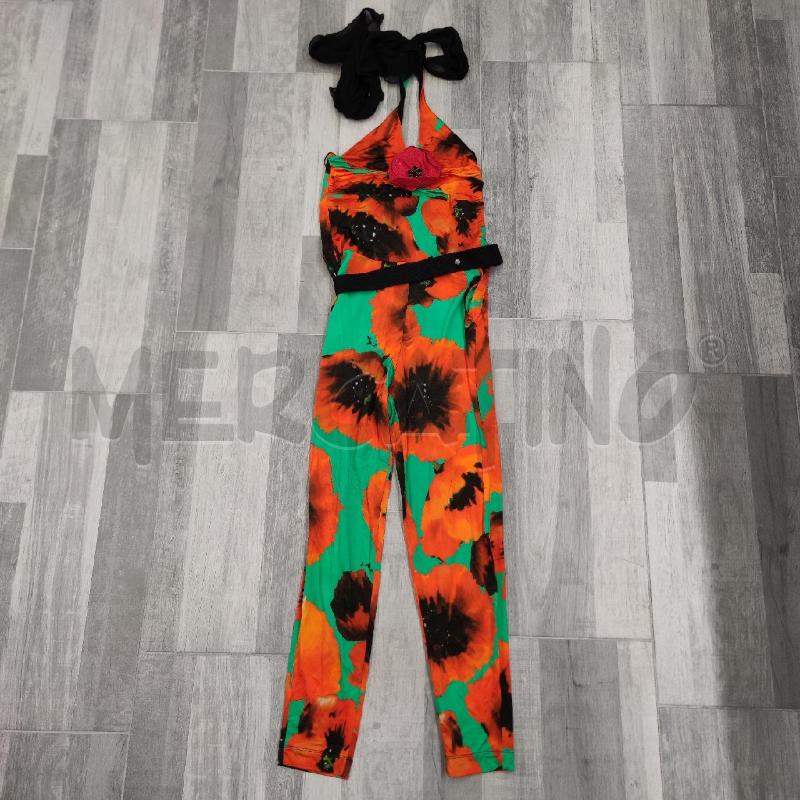 JUMPSUIT 2 MAGGIO VERDE CON FIORI ROSSI CINTURA FIORE  | Mercatino dell'Usato Settimo torinese 1
