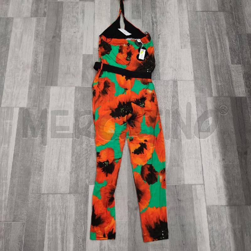 JUMPSUIT 2 MAGGIO VERDE CON FIORI ROSSI CINTURA FIORE  | Mercatino dell'Usato Settimo torinese 2