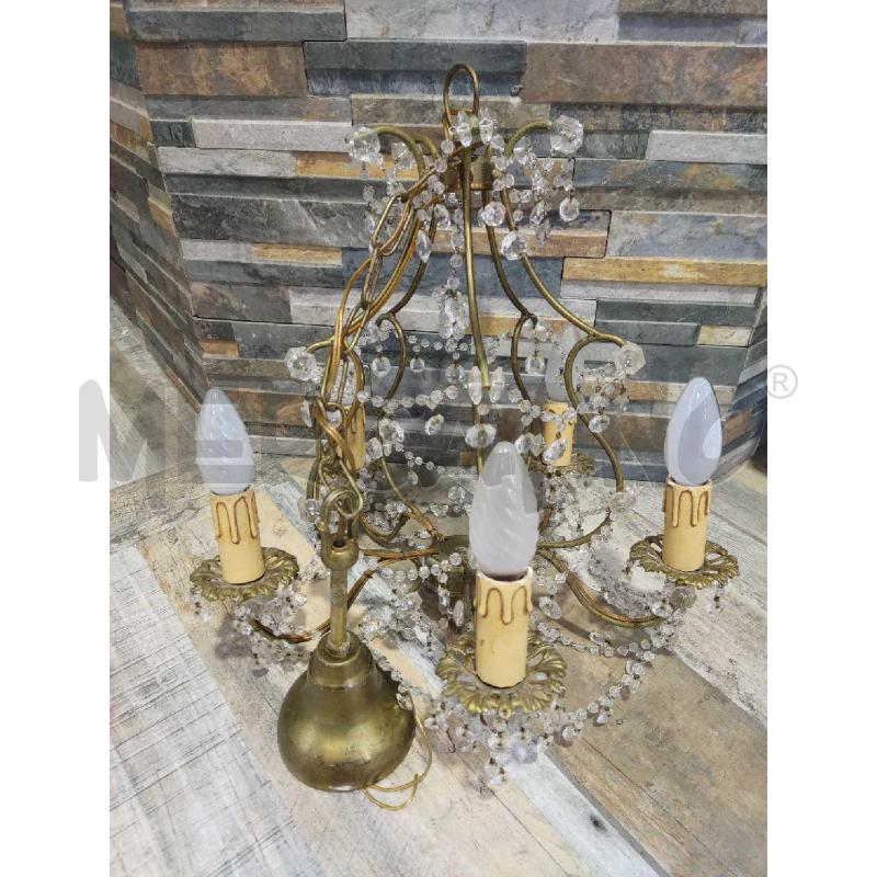 LAMPADARIO METALLO CON STRASS 5 LUCI | Mercatino dell'Usato Settimo torinese 1