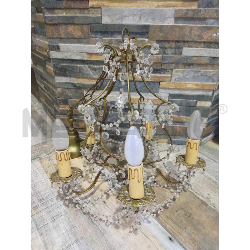 LAMPADARIO METALLO CON STRASS 5 LUCI | Mercatino dell'Usato Settimo torinese 2