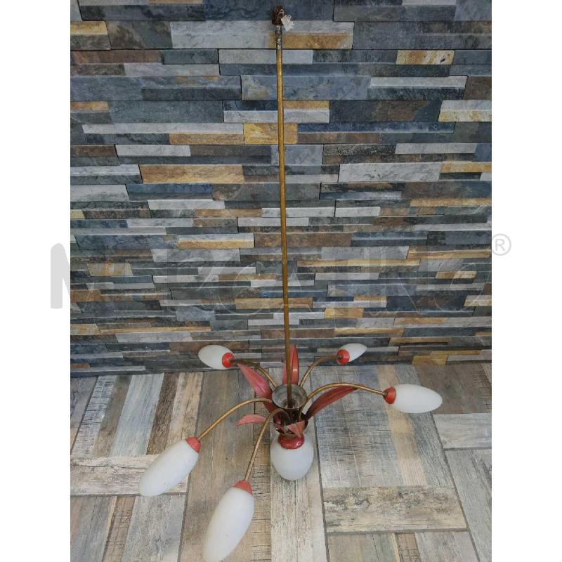 LAMPADARIO METALLO ROSSO FIORI 1 | Mercatino dell'Usato Settimo torinese 1