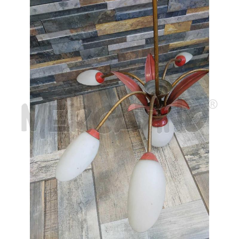 LAMPADARIO METALLO ROSSO FIORI 1 | Mercatino dell'Usato Settimo torinese 2