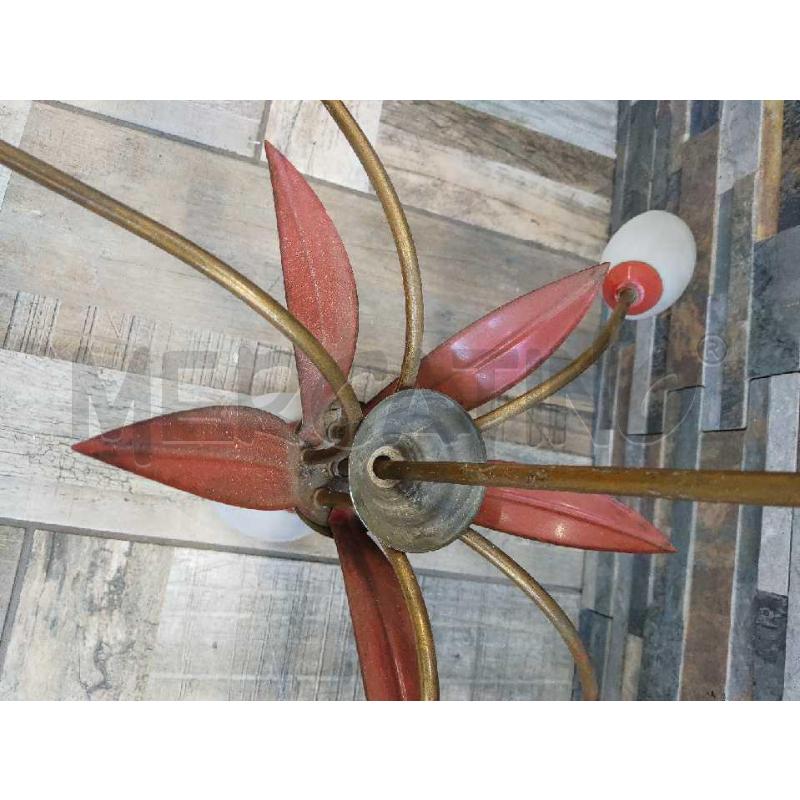 LAMPADARIO METALLO ROSSO FIORI 1 | Mercatino dell'Usato Settimo torinese 3