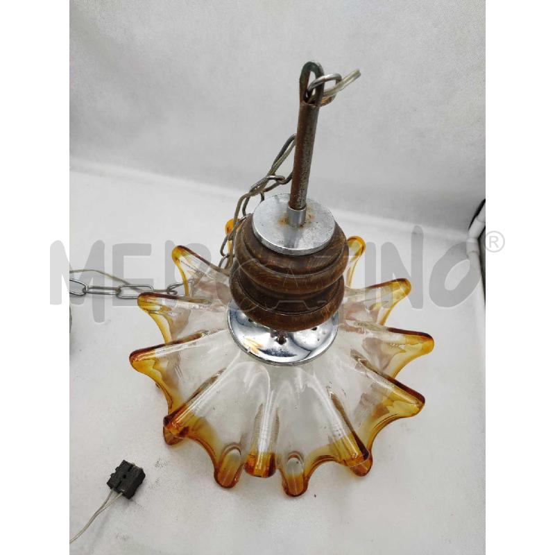 LAMPADARIO VETRO E FUME CON BASE LEGNO | Mercatino dell'Usato Settimo torinese 5