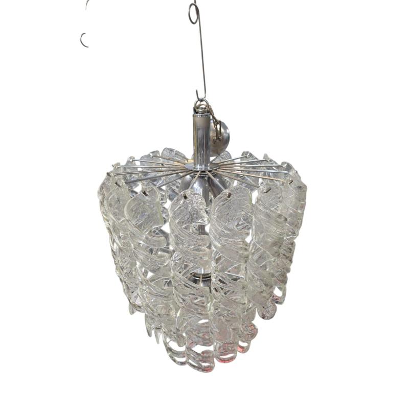 LAMPADARIO VETRO MURANO CON RICCIOLI TRASPARENTI SEI LUCI | Mercatino dell'Usato Settimo torinese 1