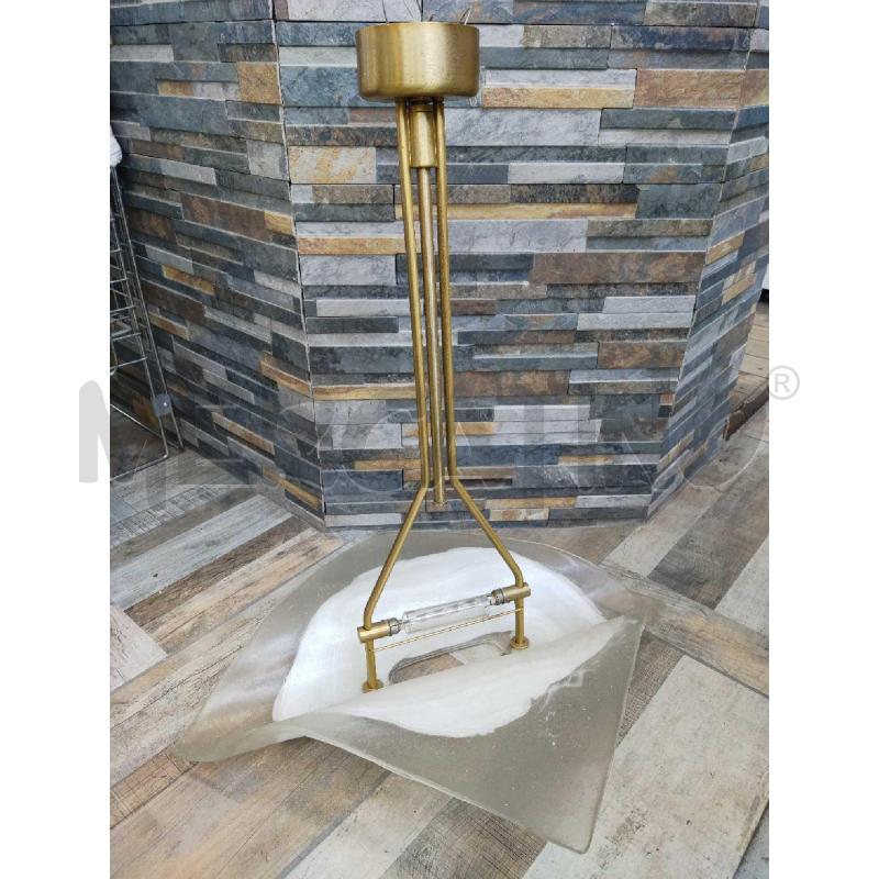 LAMPADARIO VETRO MURRINA FORMA ROMBO ASTA DORATA | Mercatino dell'Usato Settimo torinese 1