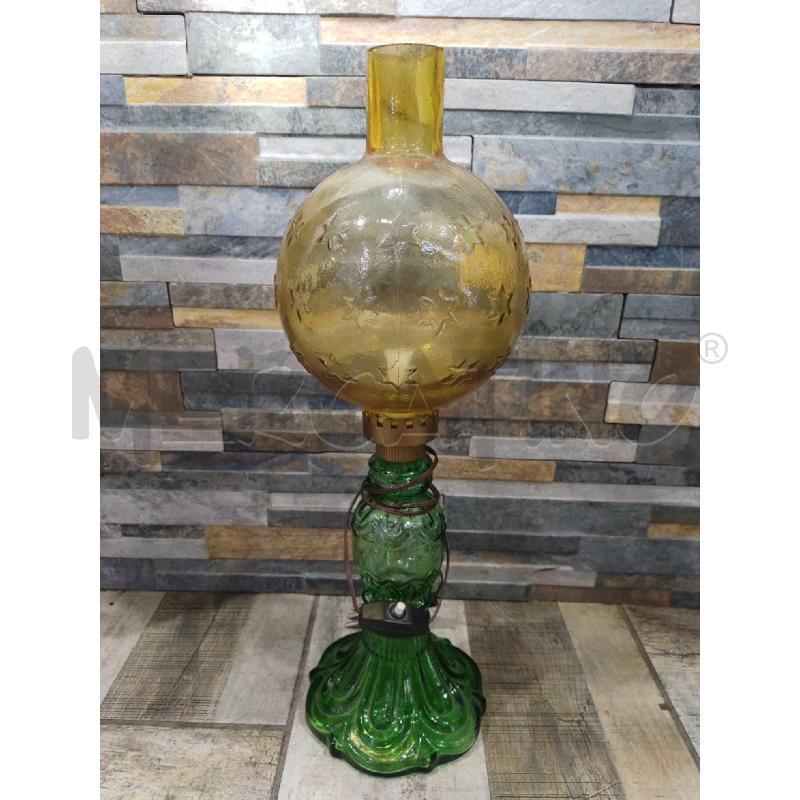 LAMPADA VETRO VERDE CON CAPPELLO GIALLO | Mercatino dell'Usato Settimo torinese 1